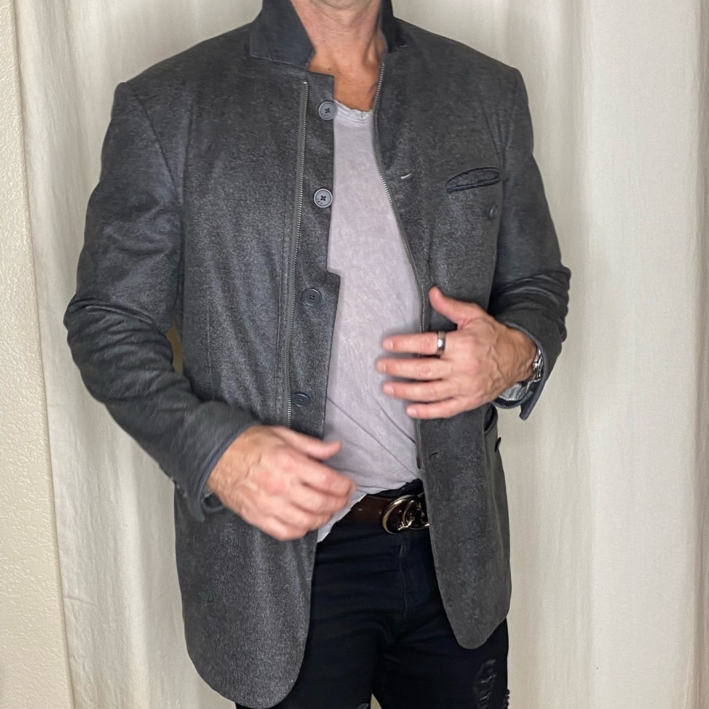 John Varvatos ultra suede grey jacket men’s size 42